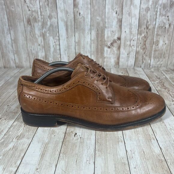 Polo Ralph Lauren long wingtip brown leather Oxford Mens‎ 11.5 - Picture 1 of 8